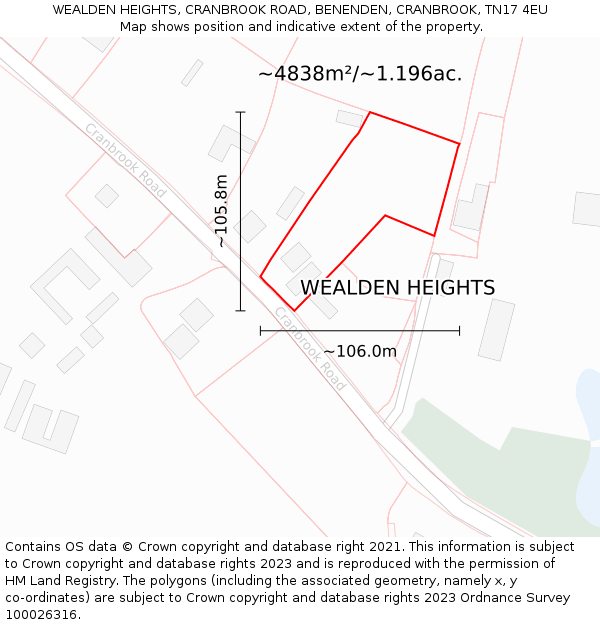 WEALDEN HEIGHTS, CRANBROOK ROAD, BENENDEN, CRANBROOK, TN17 4EU: Plot and title map