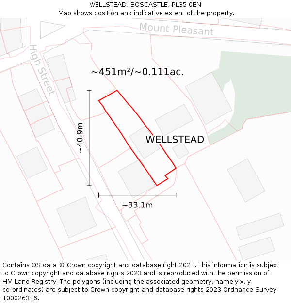 WELLSTEAD, BOSCASTLE, PL35 0EN: Plot and title map