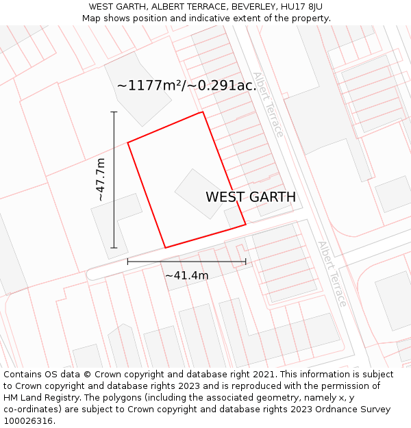 WEST GARTH, ALBERT TERRACE, BEVERLEY, HU17 8JU: Plot and title map