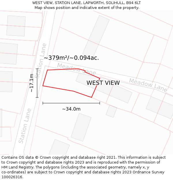 WEST VIEW, STATION LANE, LAPWORTH, SOLIHULL, B94 6LT: Plot and title map