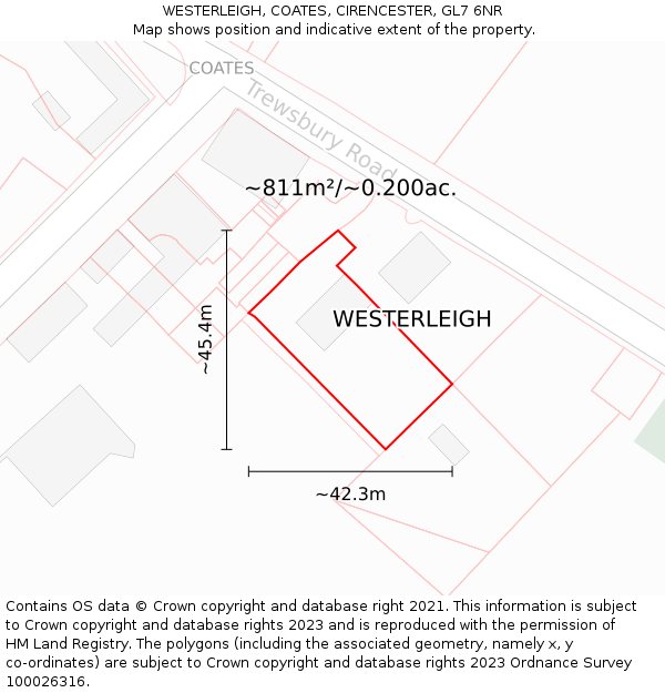 WESTERLEIGH, COATES, CIRENCESTER, GL7 6NR: Plot and title map