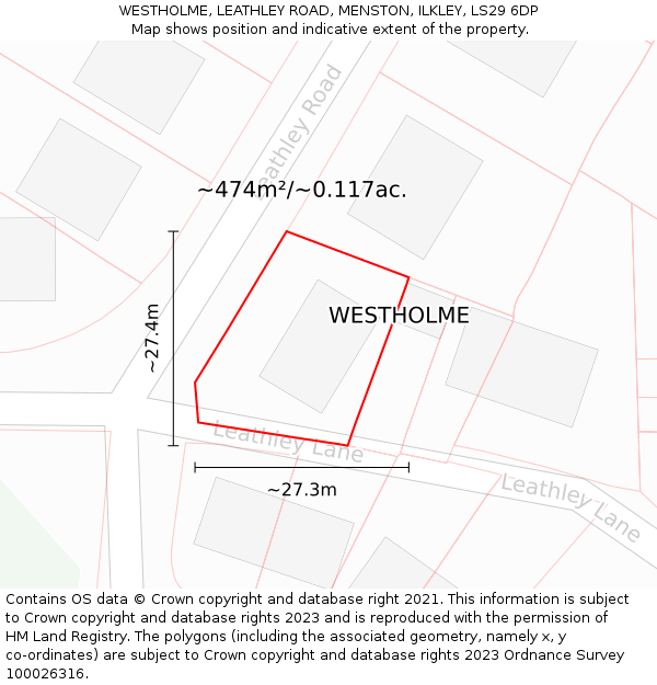 WESTHOLME, LEATHLEY ROAD, MENSTON, ILKLEY, LS29 6DP: Plot and title map