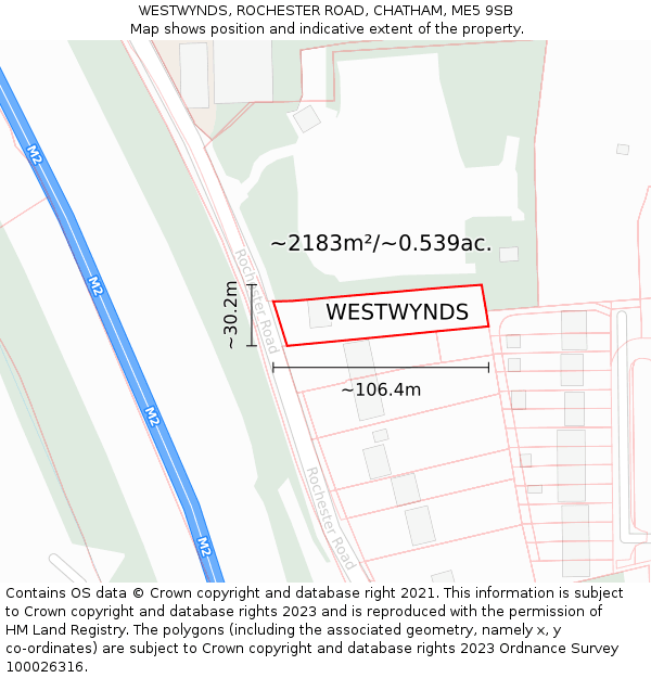 WESTWYNDS, ROCHESTER ROAD, CHATHAM, ME5 9SB: Plot and title map