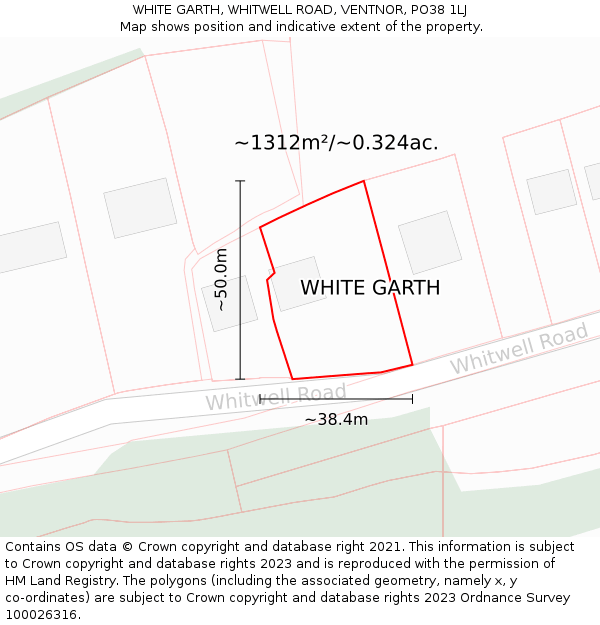 WHITE GARTH, WHITWELL ROAD, VENTNOR, PO38 1LJ: Plot and title map