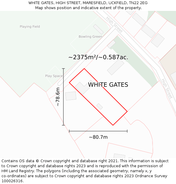 WHITE GATES, HIGH STREET, MARESFIELD, UCKFIELD, TN22 2EG: Plot and title map