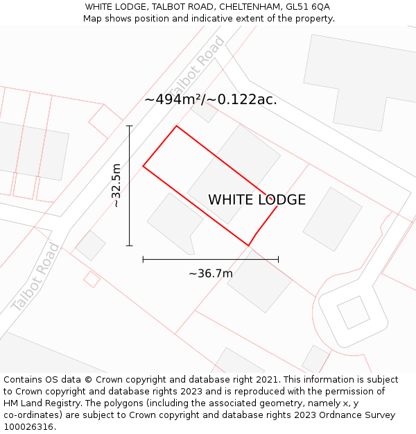 WHITE LODGE, TALBOT ROAD, CHELTENHAM, GL51 6QA: Plot and title map