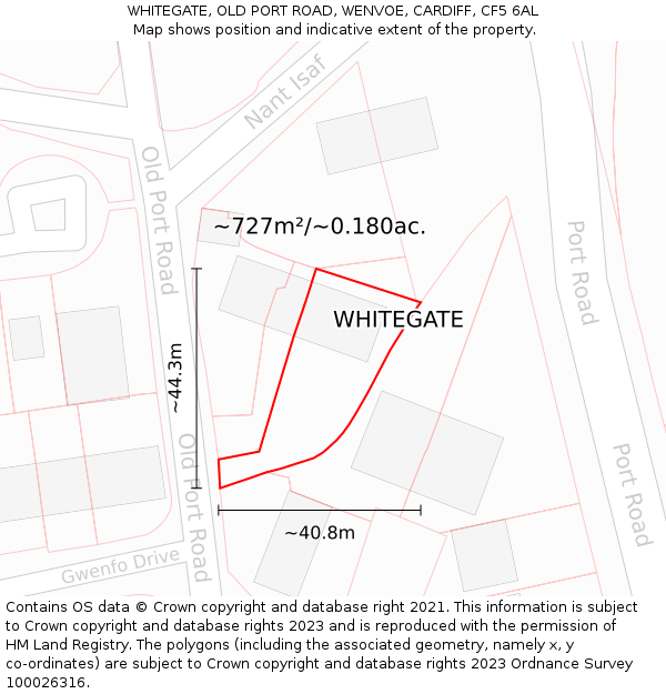 WHITEGATE, OLD PORT ROAD, WENVOE, CARDIFF, CF5 6AL: Plot and title map