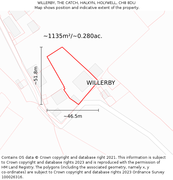 WILLERBY, THE CATCH, HALKYN, HOLYWELL, CH8 8DU: Plot and title map