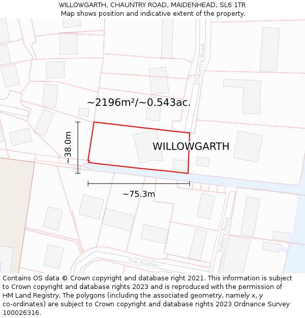 WILLOWGARTH, CHAUNTRY ROAD, MAIDENHEAD, SL6 1TR: Plot and title map