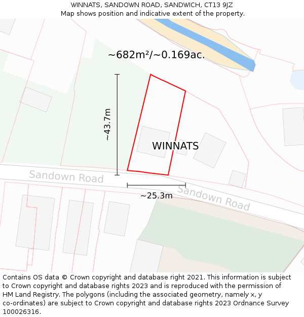 WINNATS, SANDOWN ROAD, SANDWICH, CT13 9JZ: Plot and title map