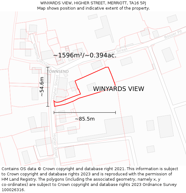 WINYARDS VIEW, HIGHER STREET, MERRIOTT, TA16 5PJ: Plot and title map