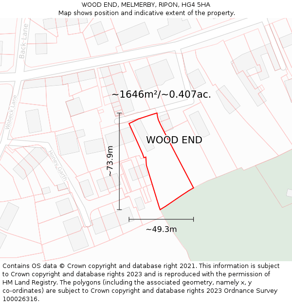 WOOD END, MELMERBY, RIPON, HG4 5HA: Plot and title map