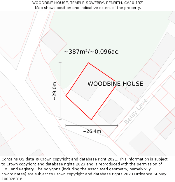 WOODBINE HOUSE, TEMPLE SOWERBY, PENRITH, CA10 1RZ: Plot and title map