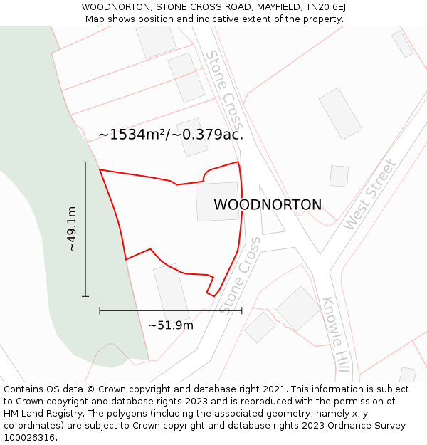 WOODNORTON, STONE CROSS ROAD, MAYFIELD, TN20 6EJ: Plot and title map