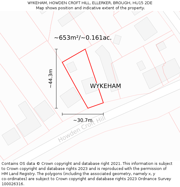 WYKEHAM, HOWDEN CROFT HILL, ELLERKER, BROUGH, HU15 2DE: Plot and title map