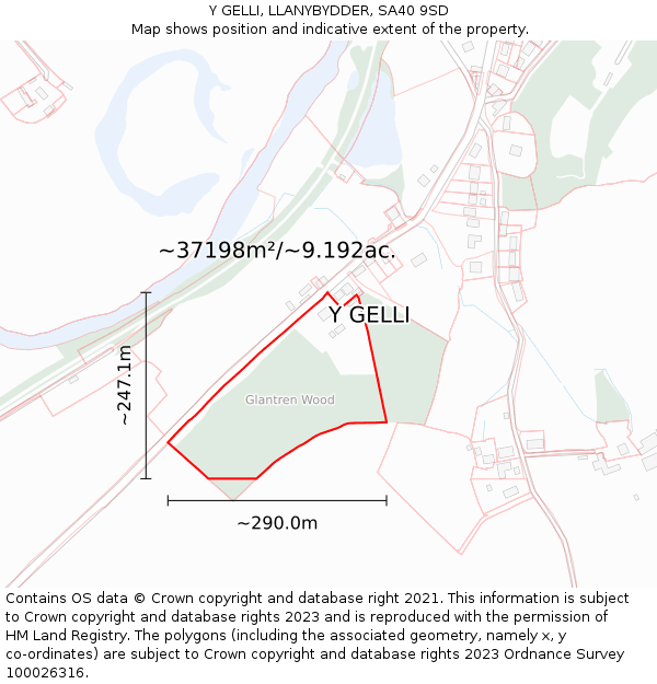 Y GELLI, LLANYBYDDER, SA40 9SD: Plot and title map