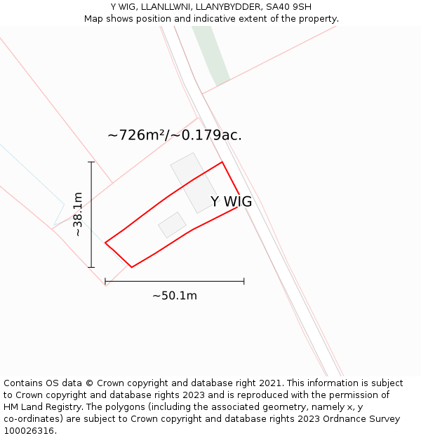 Y WIG, LLANLLWNI, LLANYBYDDER, SA40 9SH: Plot and title map