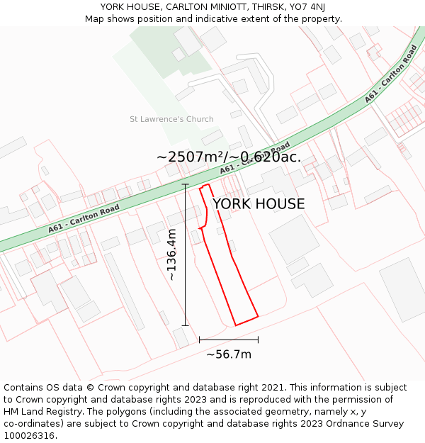 YORK HOUSE, CARLTON MINIOTT, THIRSK, YO7 4NJ: Plot and title map