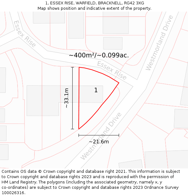 1, ESSEX RISE, WARFIELD, BRACKNELL, RG42 3XG: Plot and title map