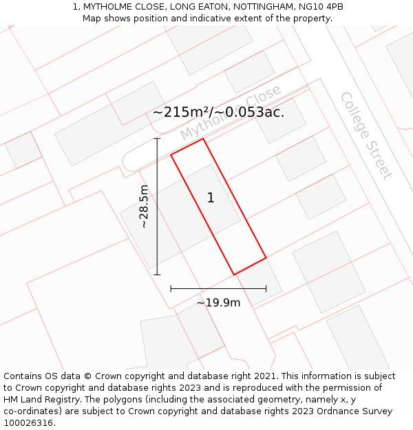 1, MYTHOLME CLOSE, LONG EATON, NOTTINGHAM, NG10 4PB: Plot and title map