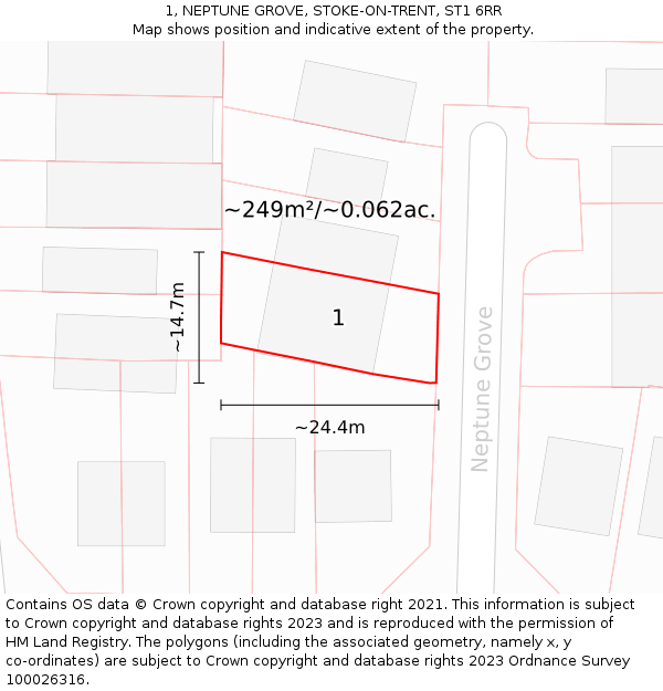 1, NEPTUNE GROVE, STOKE-ON-TRENT, ST1 6RR: Plot and title map