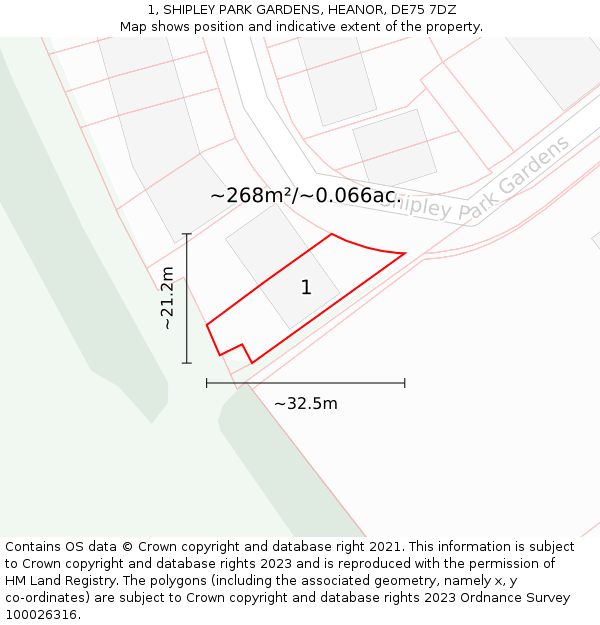 1, SHIPLEY PARK GARDENS, HEANOR, DE75 7DZ: Plot and title map