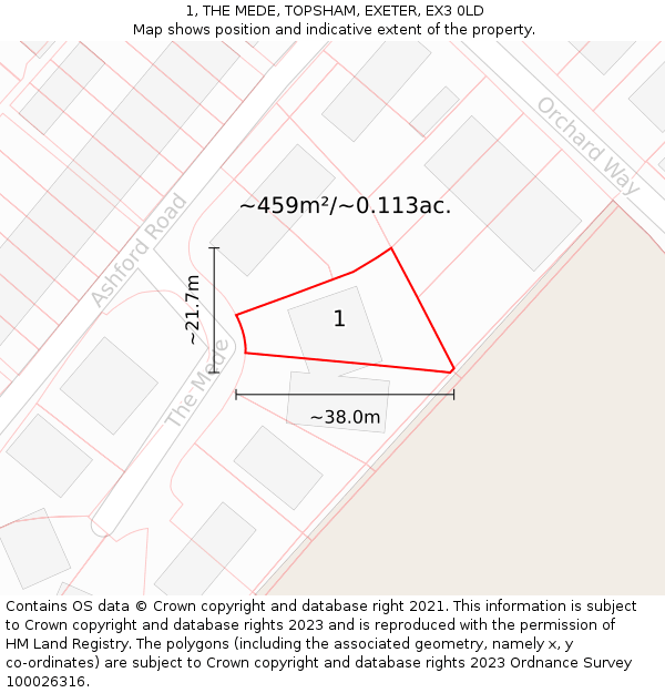 1, THE MEDE, TOPSHAM, EXETER, EX3 0LD: Plot and title map