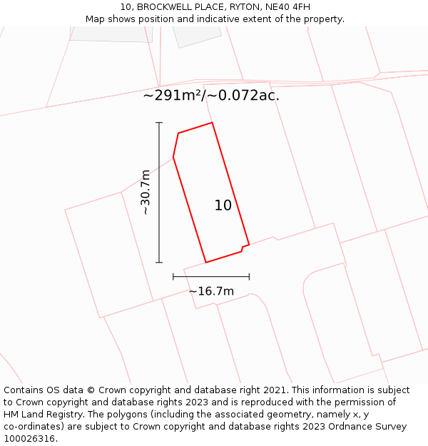 10, BROCKWELL PLACE, RYTON, NE40 4FH: Plot and title map