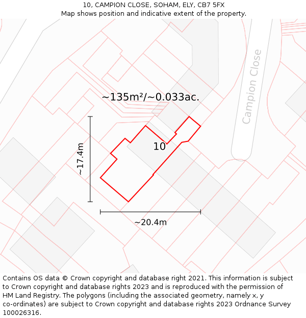 10, CAMPION CLOSE, SOHAM, ELY, CB7 5FX: Plot and title map