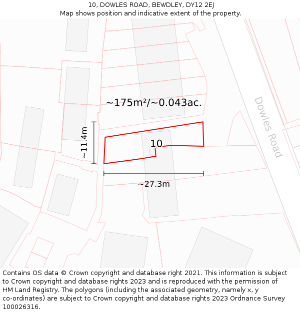 10, DOWLES ROAD, BEWDLEY, DY12 2EJ: Plot and title map