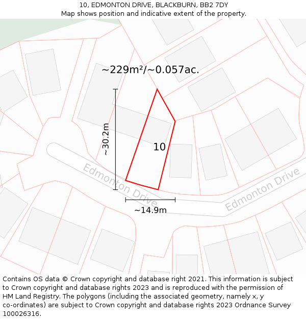 10, EDMONTON DRIVE, BLACKBURN, BB2 7DY: Plot and title map