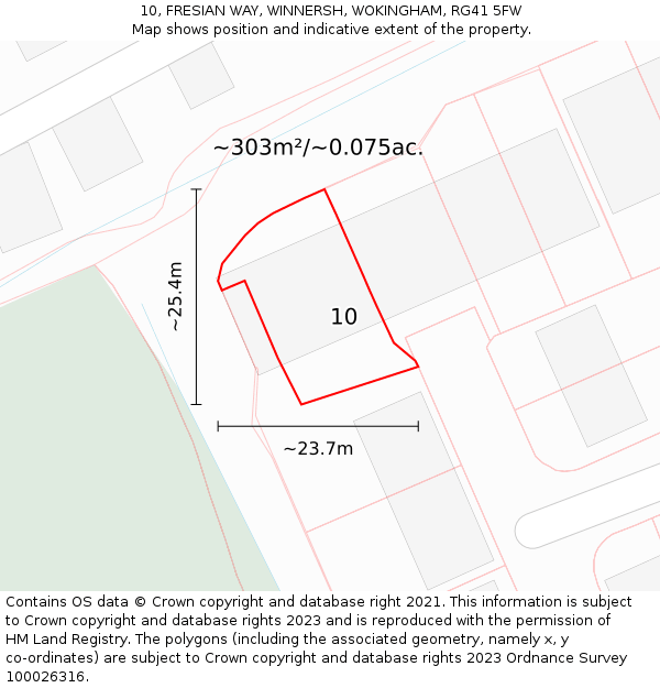 10, FRESIAN WAY, WINNERSH, WOKINGHAM, RG41 5FW: Plot and title map