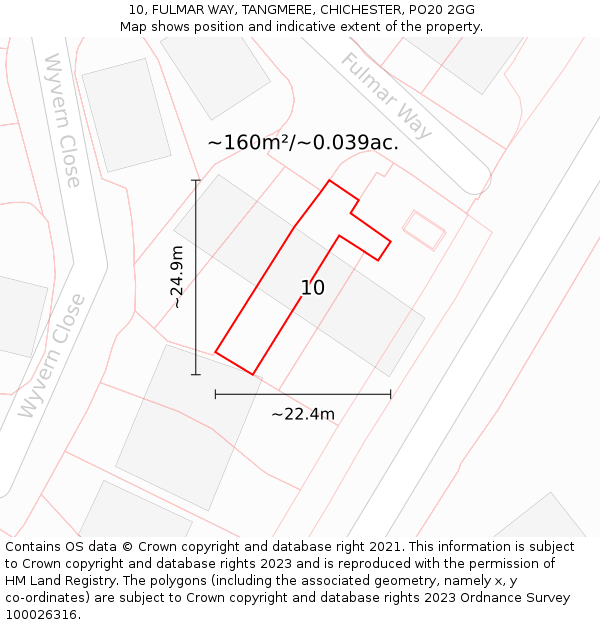 10, FULMAR WAY, TANGMERE, CHICHESTER, PO20 2GG: Plot and title map