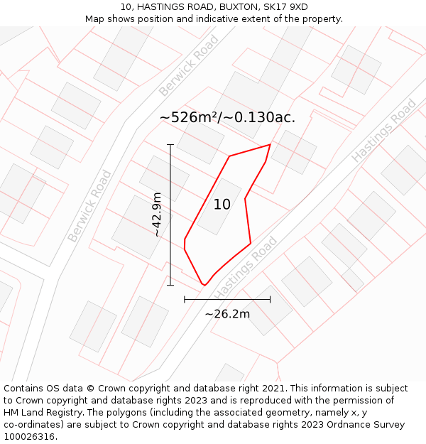 10, HASTINGS ROAD, BUXTON, SK17 9XD: Plot and title map