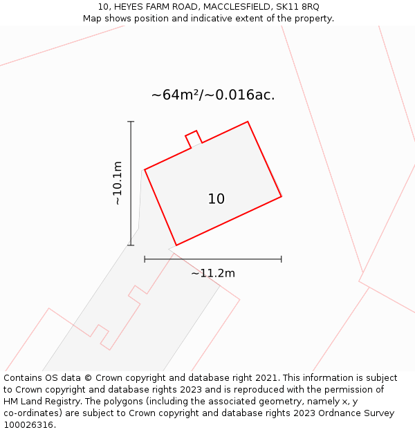 10, HEYES FARM ROAD, MACCLESFIELD, SK11 8RQ: Plot and title map