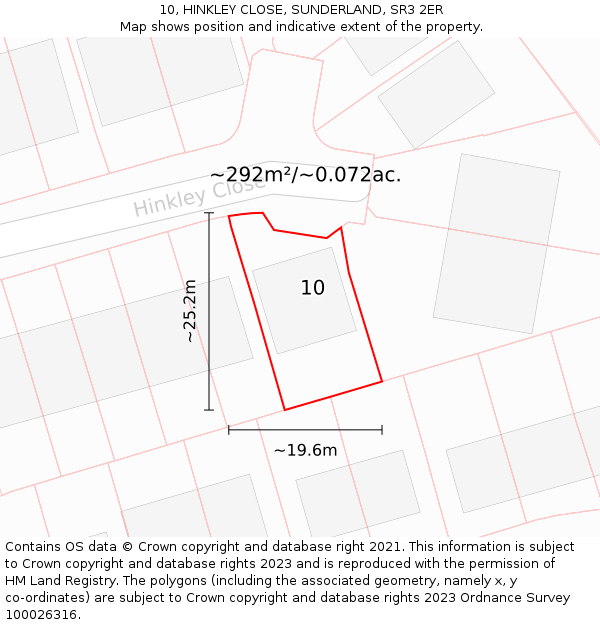 10, HINKLEY CLOSE, SUNDERLAND, SR3 2ER: Plot and title map