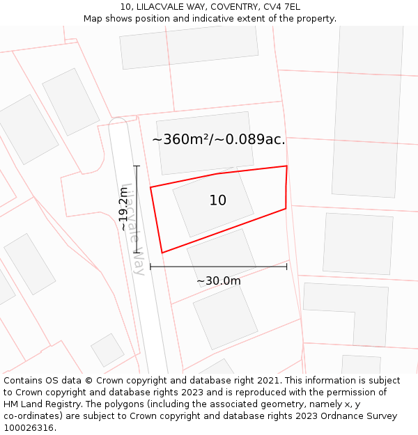 10, LILACVALE WAY, COVENTRY, CV4 7EL: Plot and title map