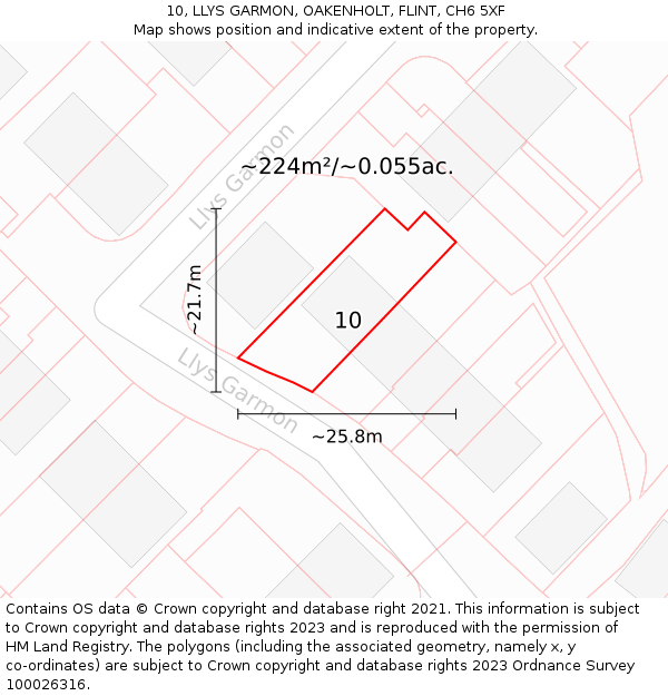 10, LLYS GARMON, OAKENHOLT, FLINT, CH6 5XF: Plot and title map