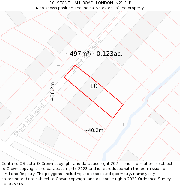 10, STONE HALL ROAD, LONDON, N21 1LP: Plot and title map