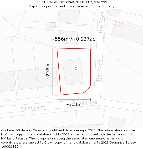 10, THE ROYD, DEEPCAR, SHEFFIELD, S36 2SS: Plot and title map