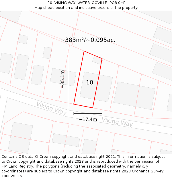 10, VIKING WAY, WATERLOOVILLE, PO8 0HP: Plot and title map