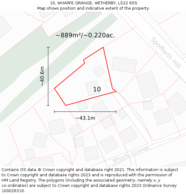 10, WHARFE GRANGE, WETHERBY, LS22 6SS: Plot and title map