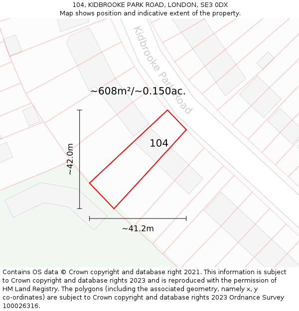 104, KIDBROOKE PARK ROAD, LONDON, SE3 0DX: Plot and title map