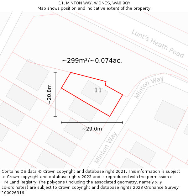 11, MINTON WAY, WIDNES, WA8 9QY: Plot and title map