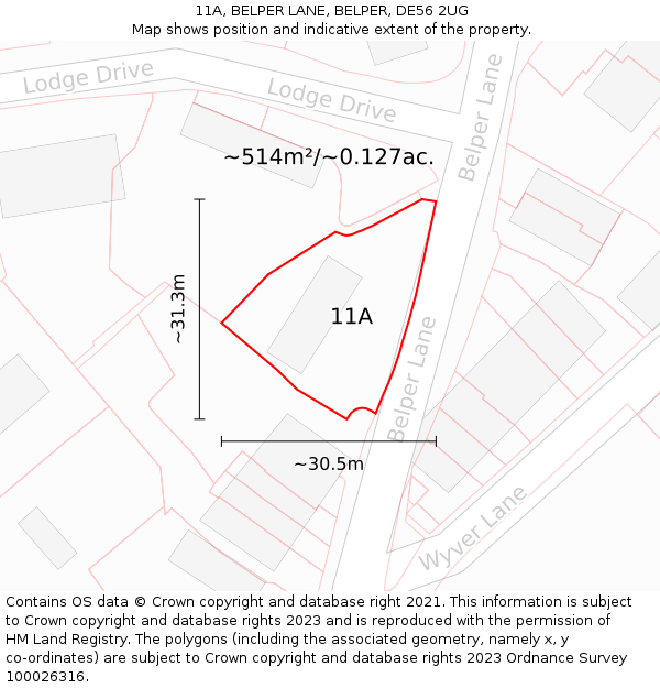 11A, BELPER LANE, BELPER, DE56 2UG: Plot and title map