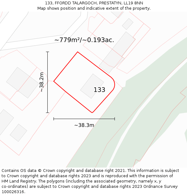 133, FFORDD TALARGOCH, PRESTATYN, LL19 8NN: Plot and title map