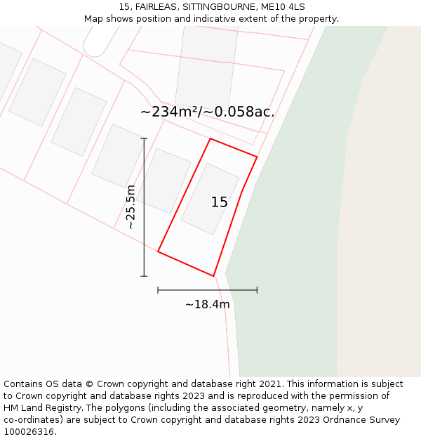 15, FAIRLEAS, SITTINGBOURNE, ME10 4LS: Plot and title map