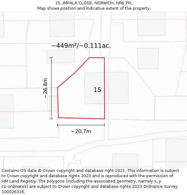 15, IMPALA CLOSE, NORWICH, NR6 7PL: Plot and title map