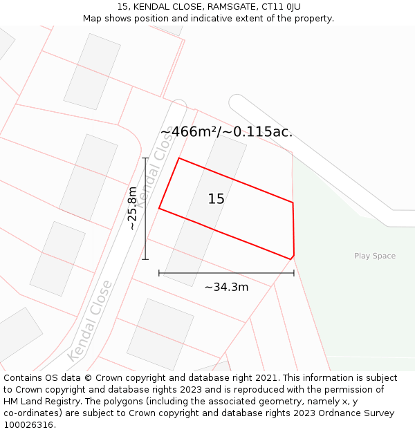 15, KENDAL CLOSE, RAMSGATE, CT11 0JU: Plot and title map