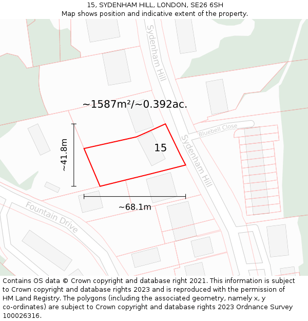 15, SYDENHAM HILL, LONDON, SE26 6SH: Plot and title map